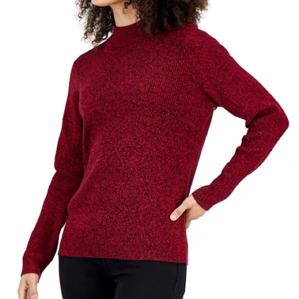Karen Scott Red Ribbed Mock - Neck Sweater XL woman’s